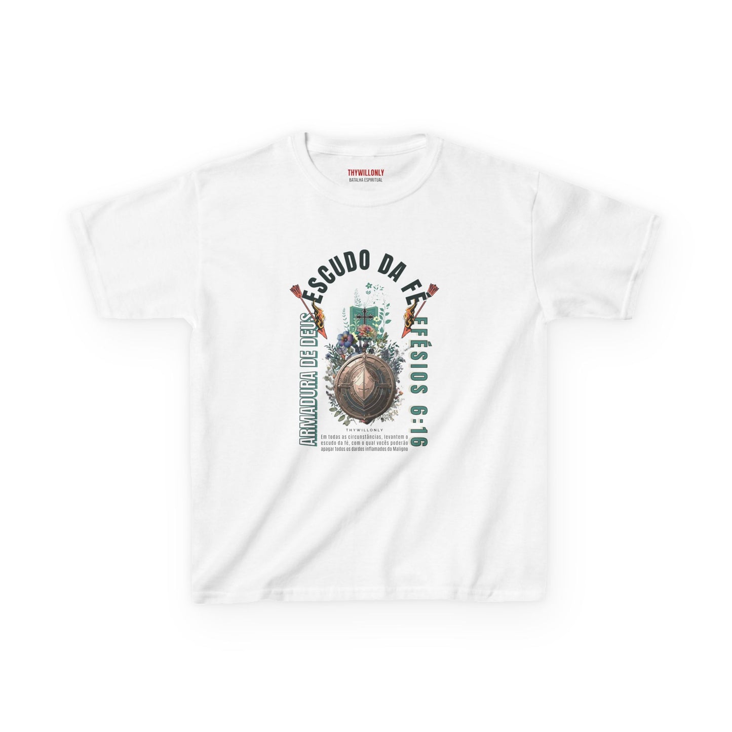 Efésios 6:16 Camiseta Juvenil: Escudo da Fé – Armadura de Deus