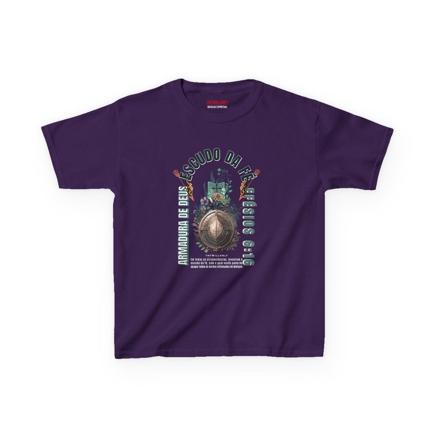 Efésios 6:16 Camiseta Juvenil: Escudo da Fé – Armadura de Deus