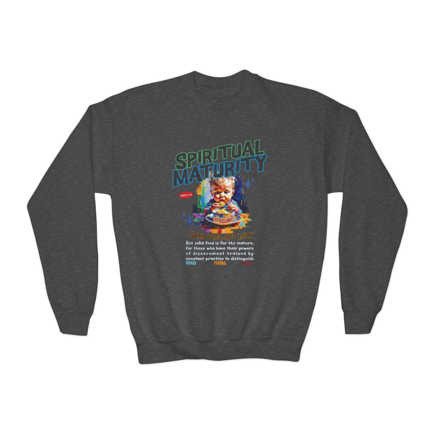 Hebrews 5:14 Kids Crewneck: Spiritual Maturity