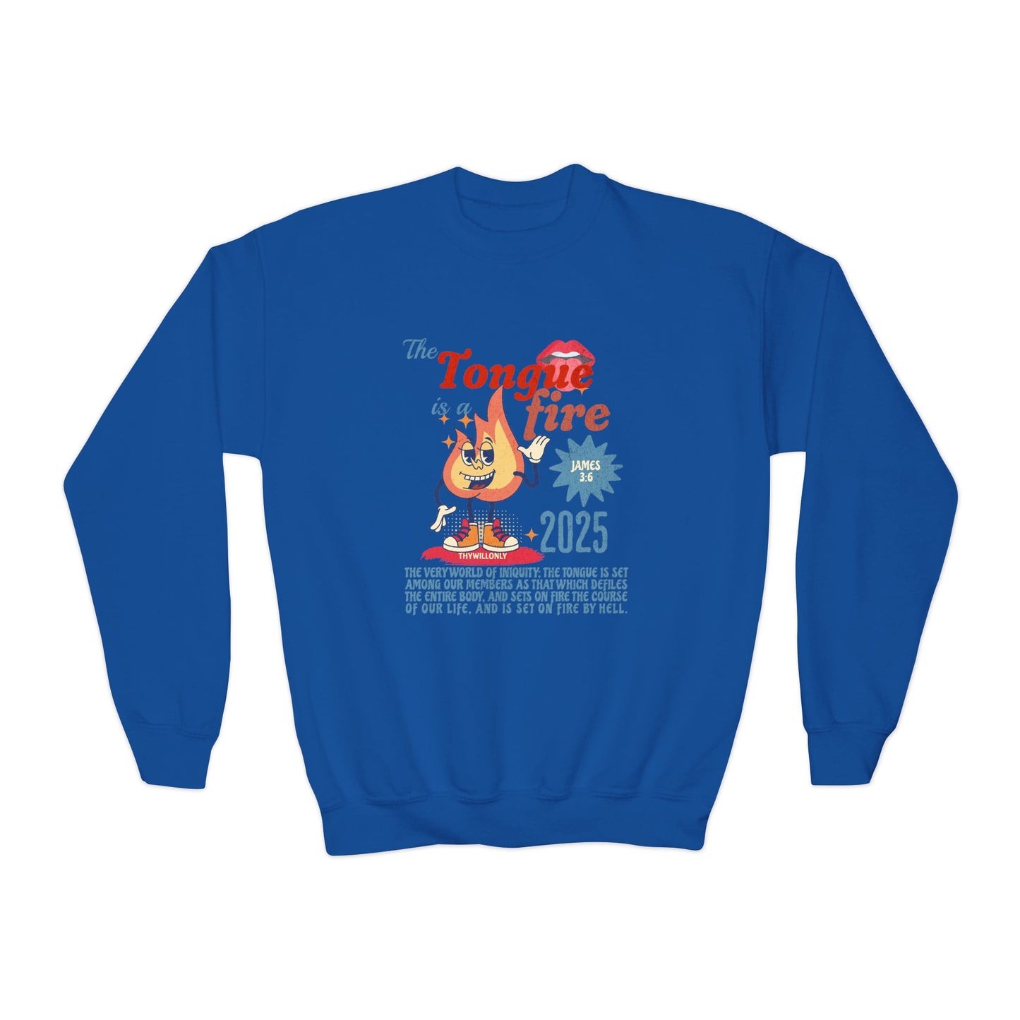 James 3:6 Kids Crewneck: The Tongue Is a Fire
