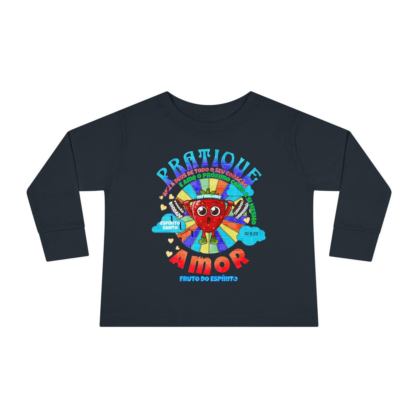 Gálatas 5:22 - Camiseta de Manga Comprida Infantil: Amor – Fruto do Espírito