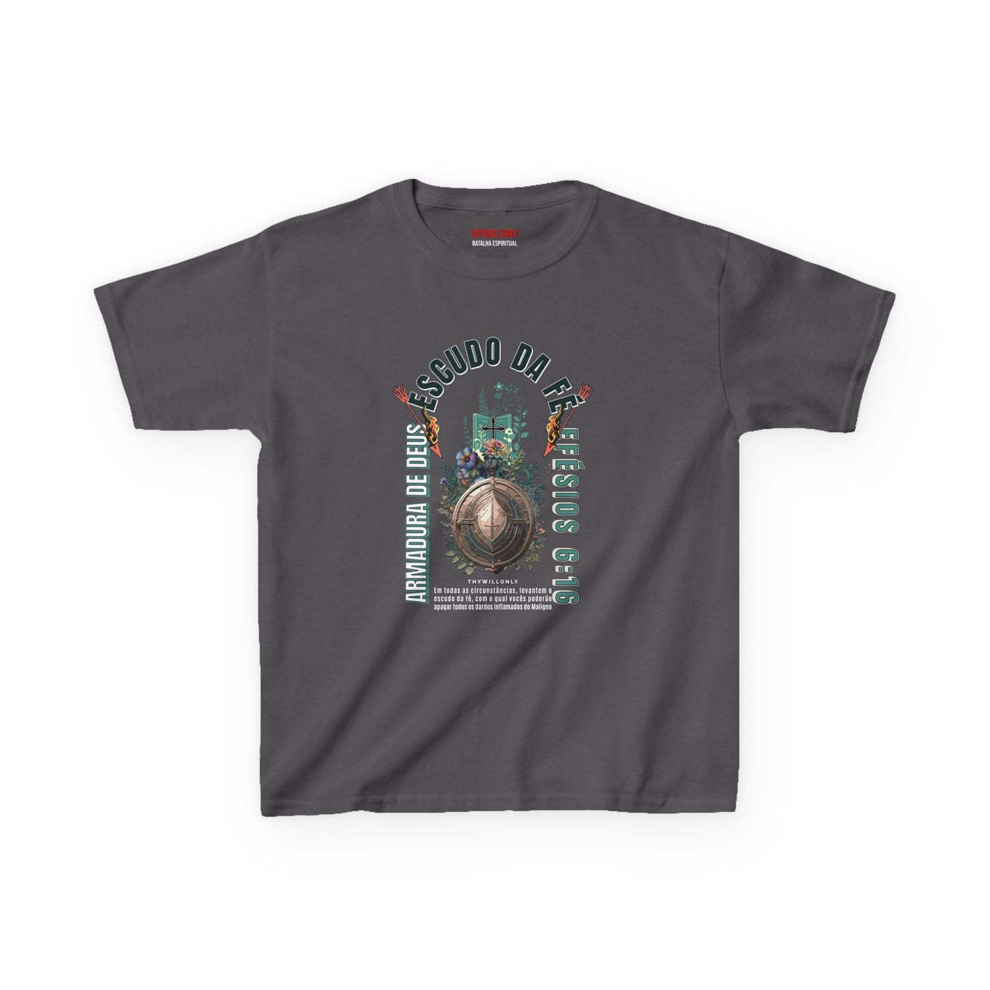 Efésios 6:16 Camiseta Juvenil: Escudo da Fé – Armadura de Deus