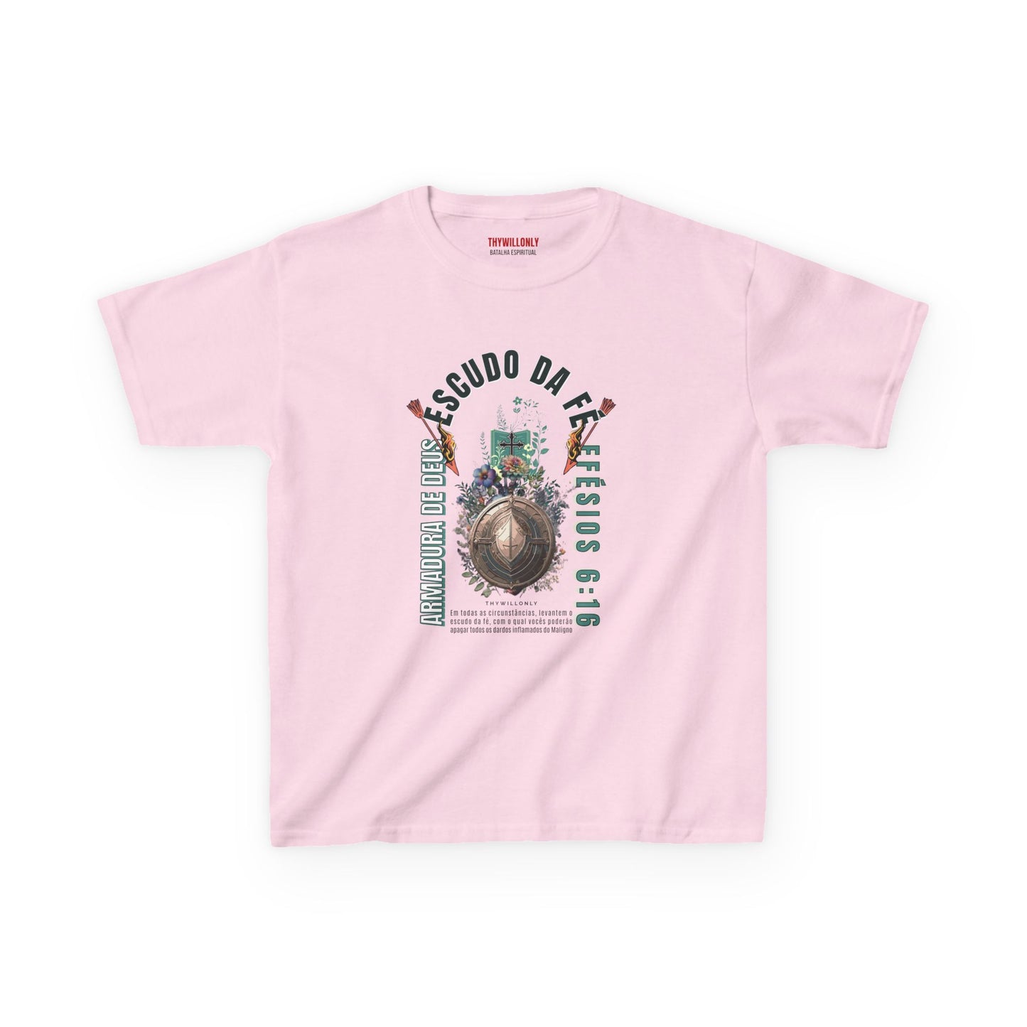 Efésios 6:16 Camiseta Juvenil: Escudo da Fé – Armadura de Deus