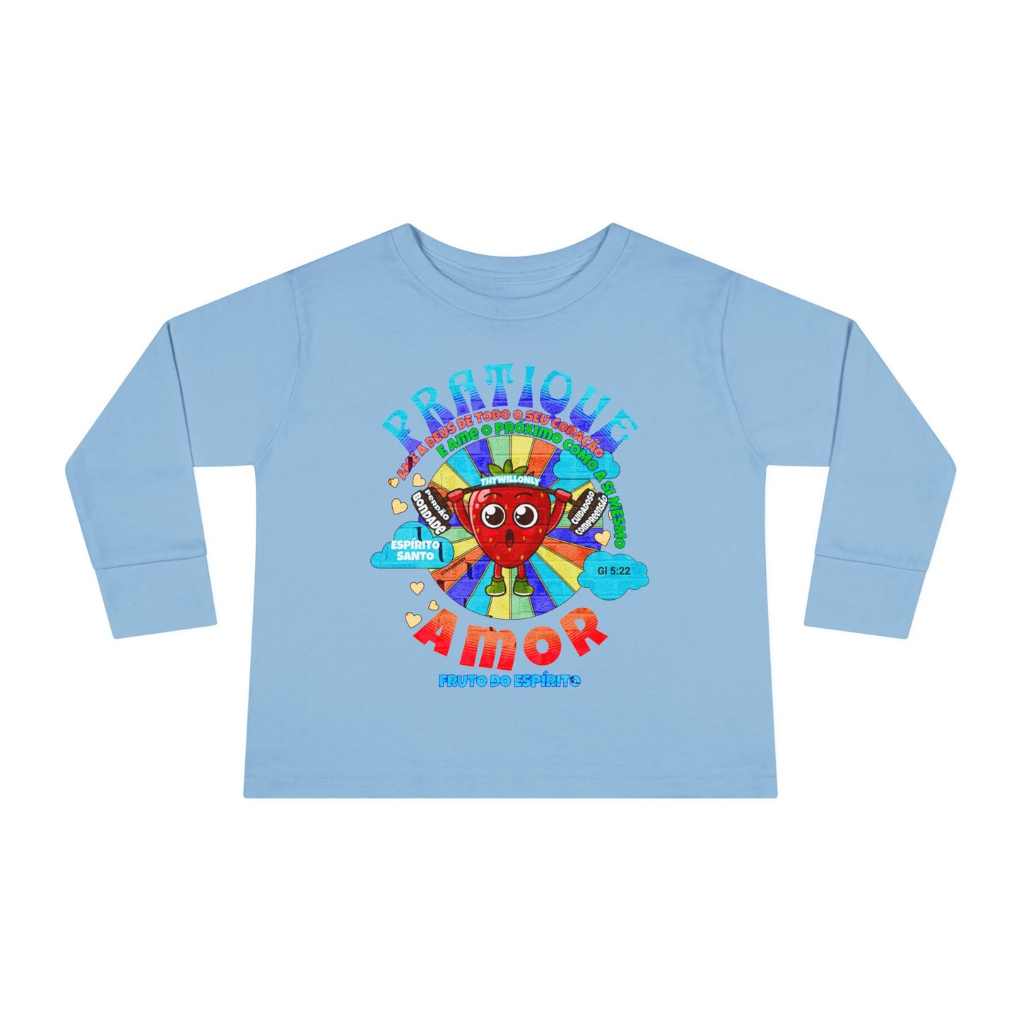 Gálatas 5:22 - Camiseta de Manga Comprida Infantil: Amor – Fruto do Espírito