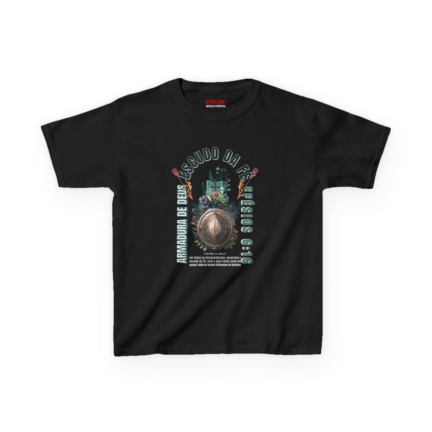 Efésios 6:16 Camiseta Juvenil: Escudo da Fé – Armadura de Deus