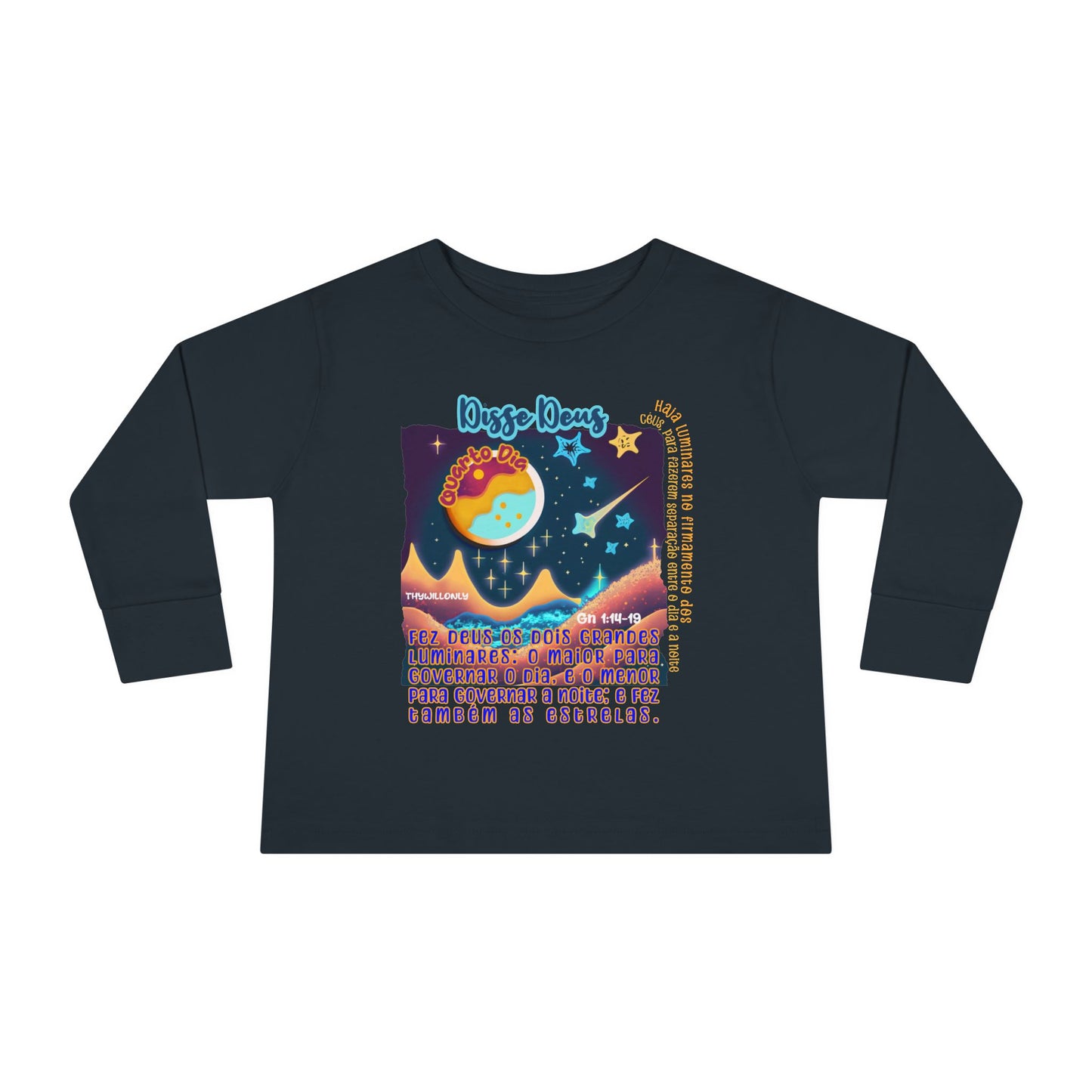 Camiseta Infantil de Manga Longa – Dia 4 da Criação: Luzes nos Céus