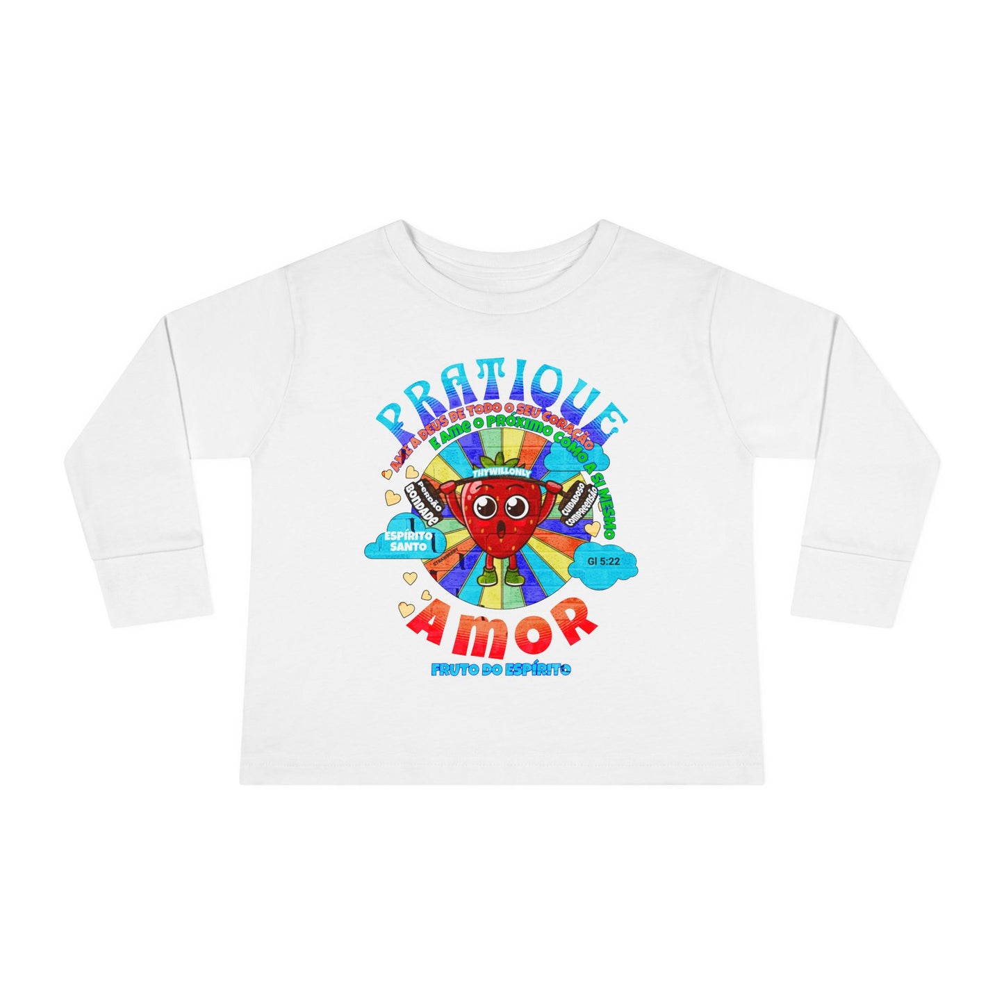 Gálatas 5:22 - Camiseta de Manga Comprida Infantil: Amor – Fruto do Espírito
