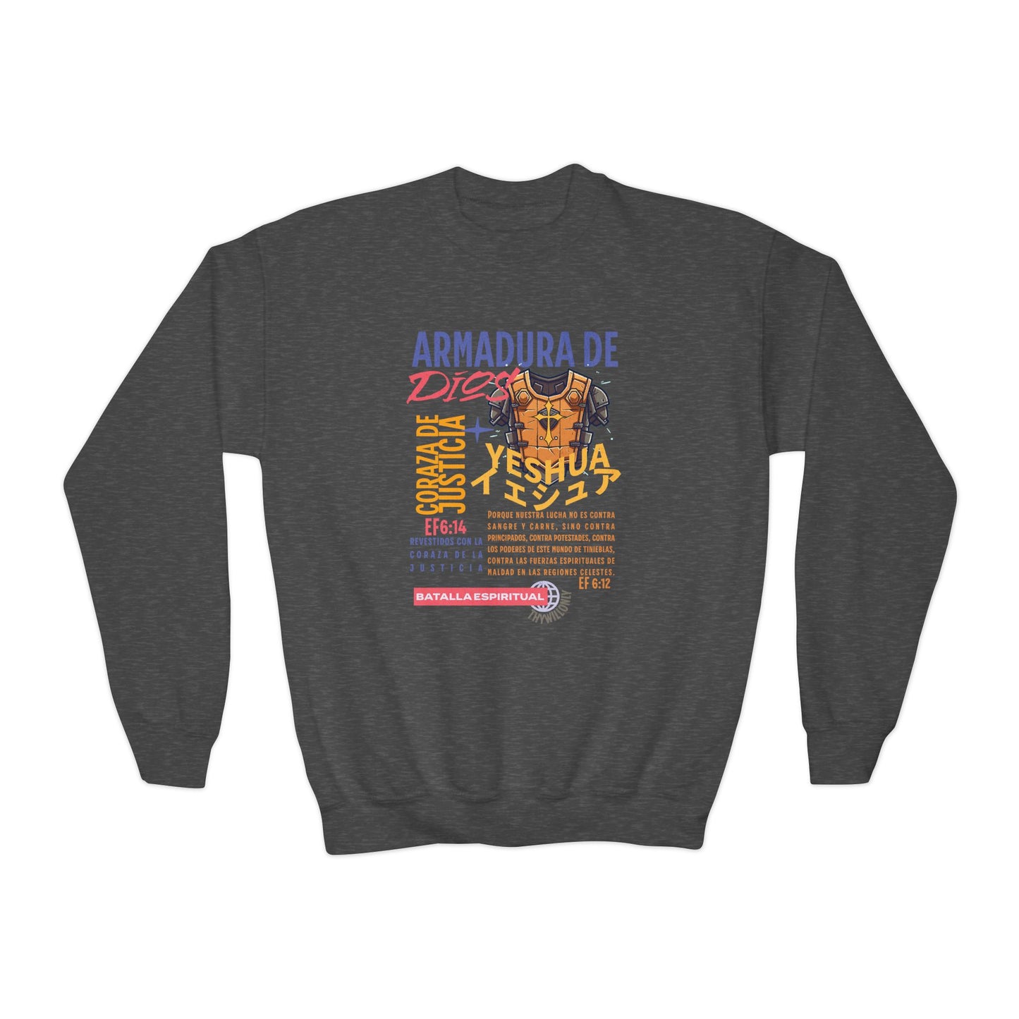Efesios 6:14 - Sudadera Juvenil: Coraza de Justicia – Armadura de Dios