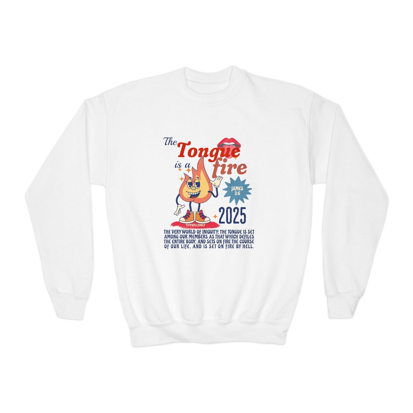 James 3:6 Kids Crewneck: The Tongue Is a Fire