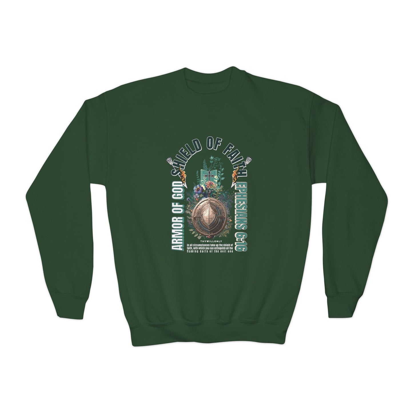 Ephesians 6:16 Youth Crewneck: Shield of Faith – Armor of God