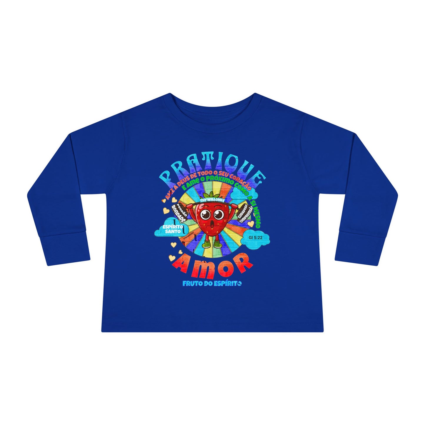 Gálatas 5:22 - Camiseta de Manga Comprida Infantil: Amor – Fruto do Espírito