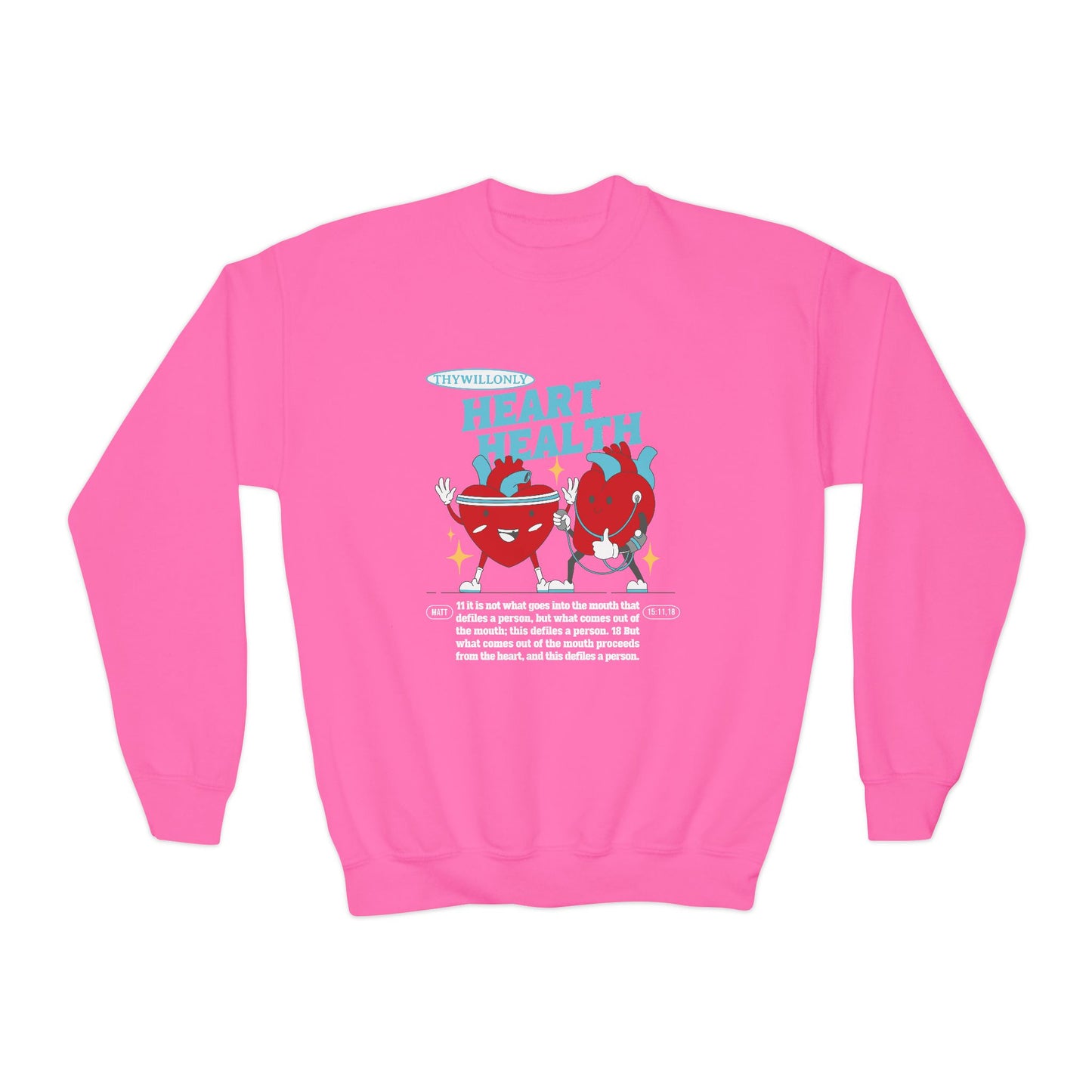 Matthew 15:11,18 Kids Crewneck: Words Reflect the Heart