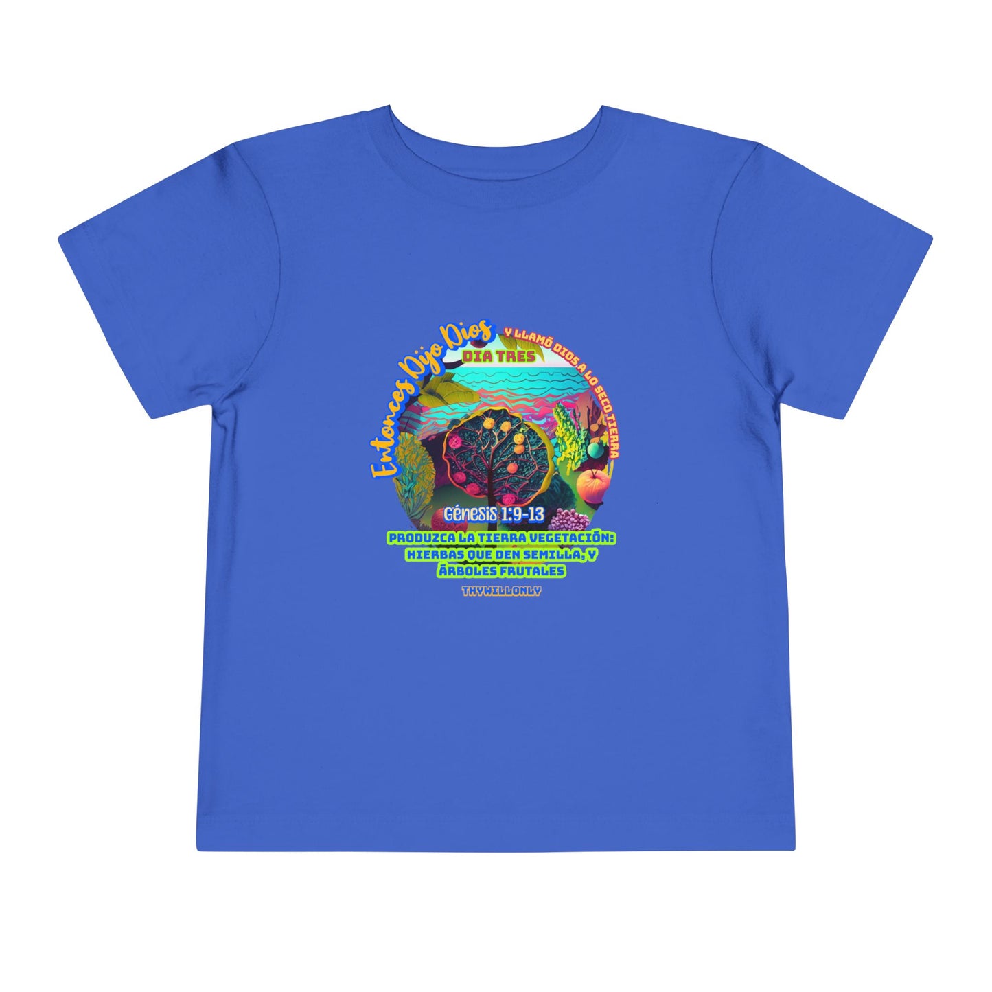 Día 3 de la Creación - Camiseta Infantil: Tierra, Mares y Vida