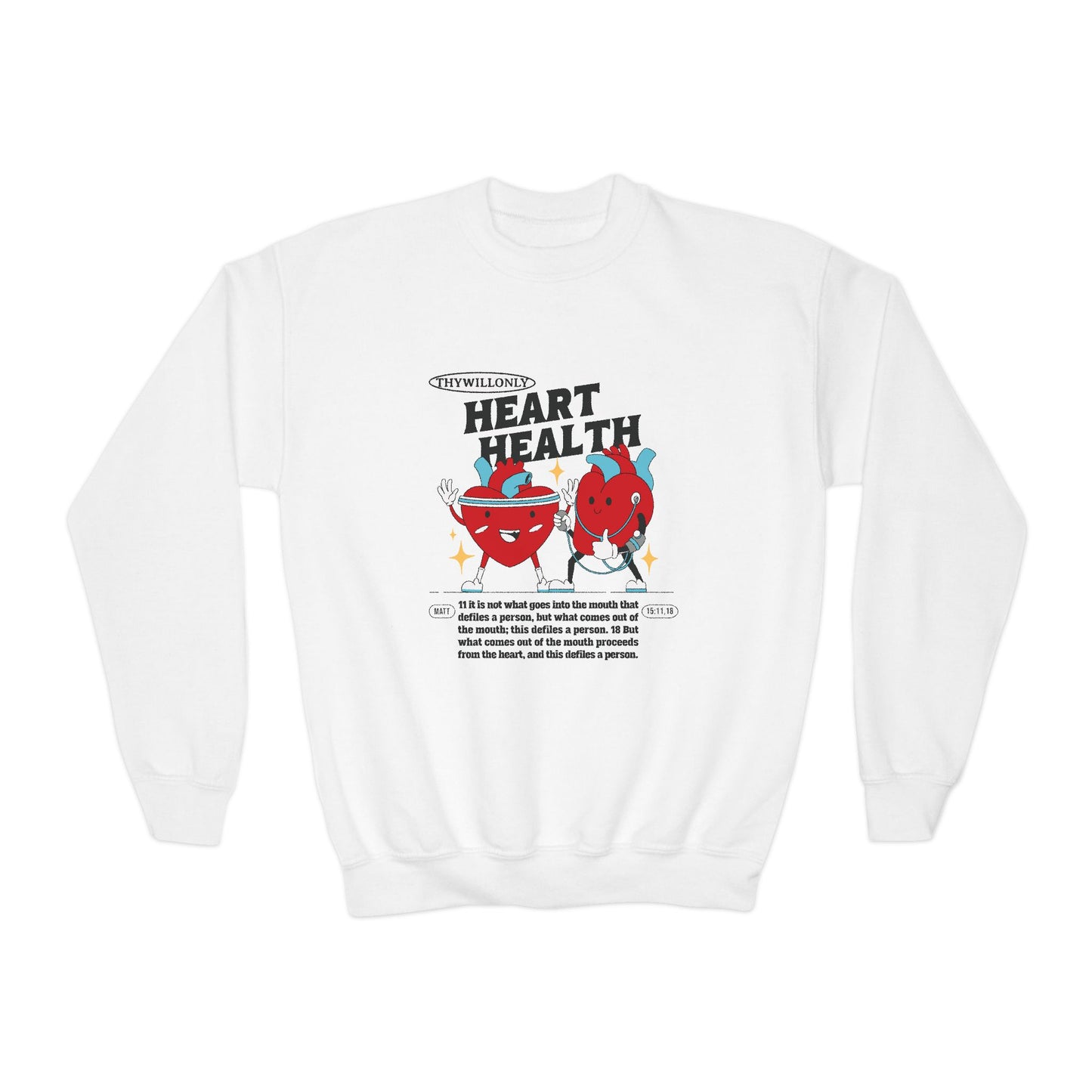 Matthew 15:11,18 Kids Crewneck: Words Reflect the Heart