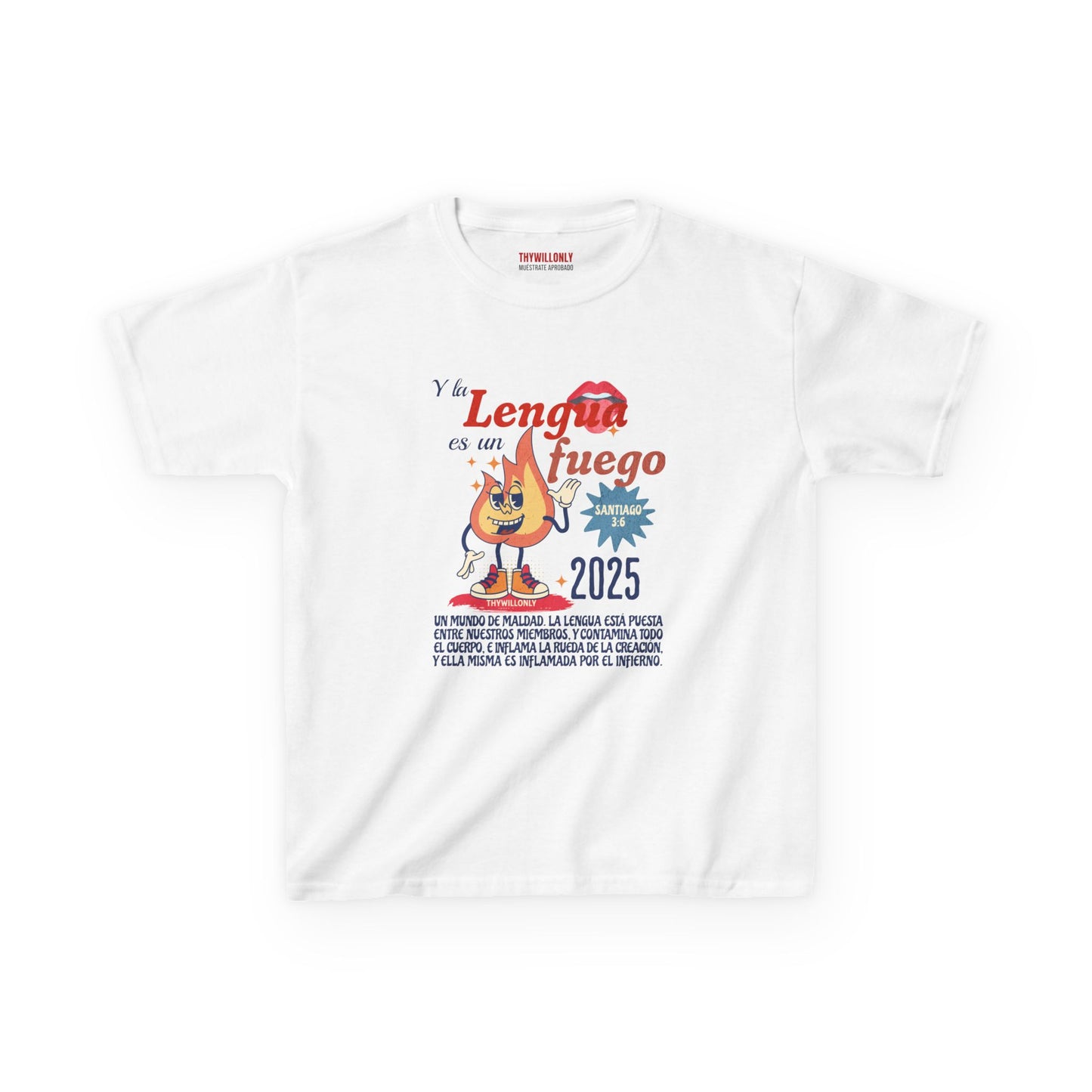 Santiago 3:6 - Camiseta Jovenes: La Lengua es un Fuego