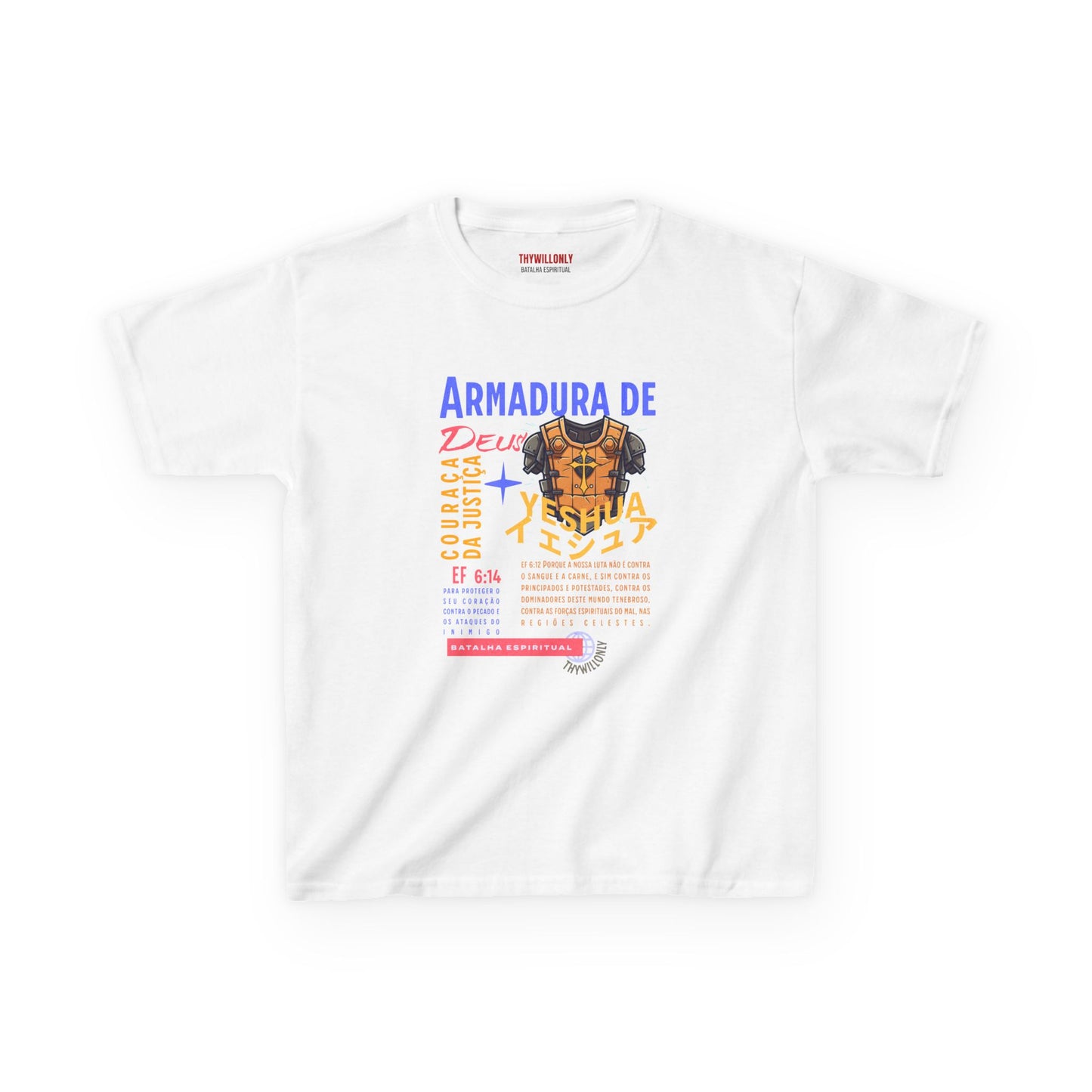 Camiseta Juvenil de Efésios 6:14: Couraça da Justiça – Armadura de Deus