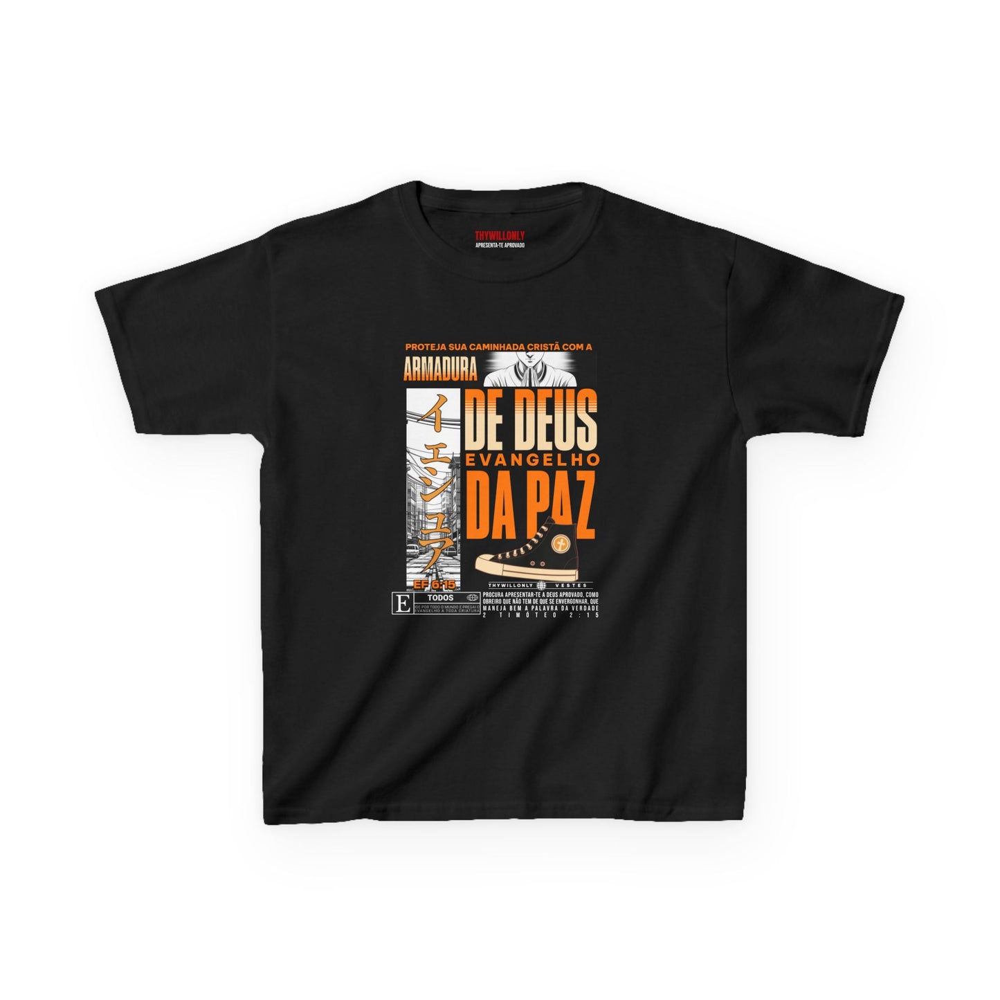 Camiseta Juvenil Efésios 6:15 – Calçado do Evangelho da Paz – Armadura de Deus