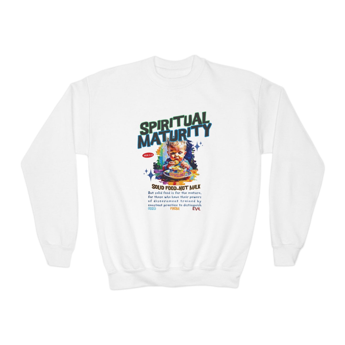 Hebrews 5:14 Kids Crewneck: Spiritual Maturity