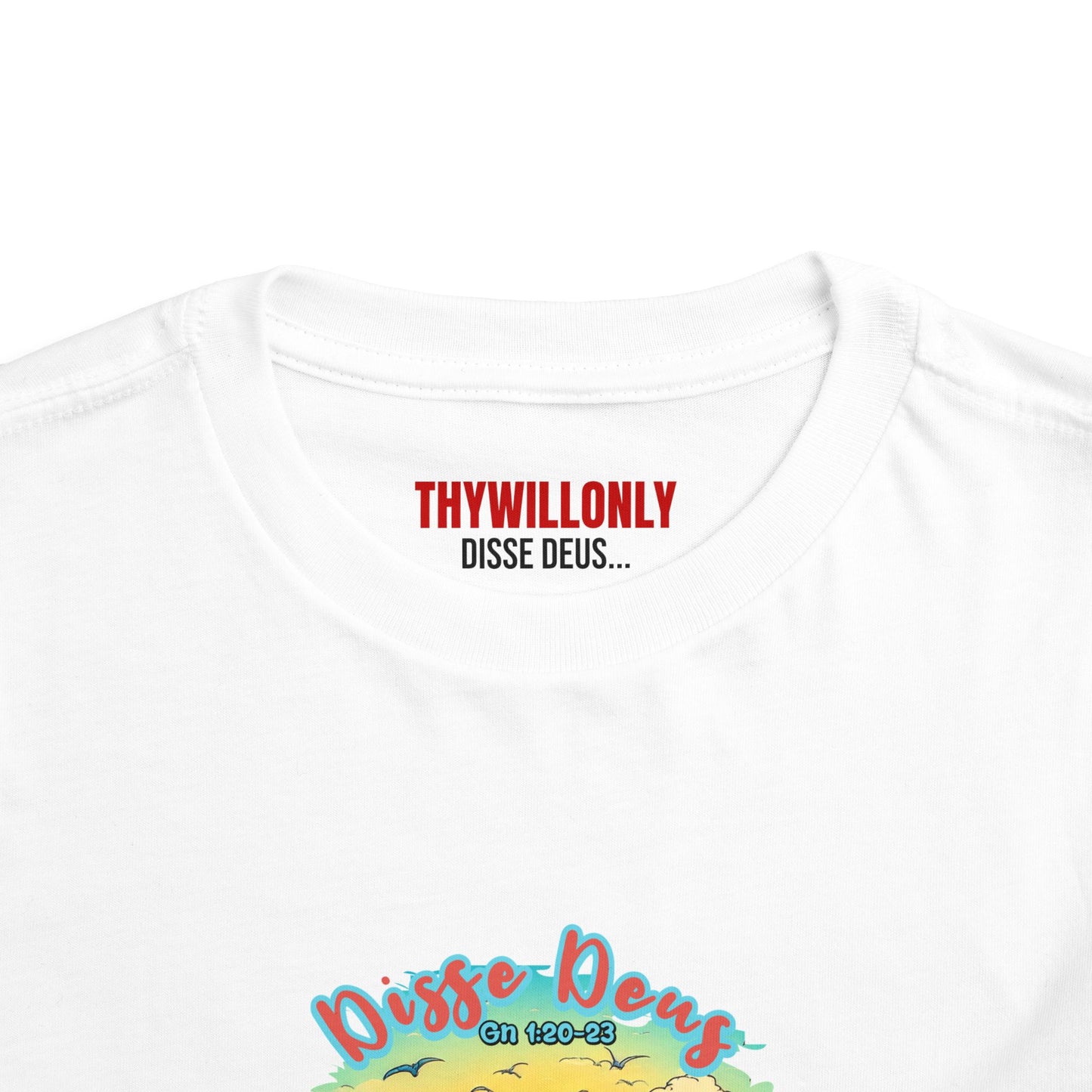 Camiseta Infantil – Dia 5 da Criação: Voar e Brincar na Água