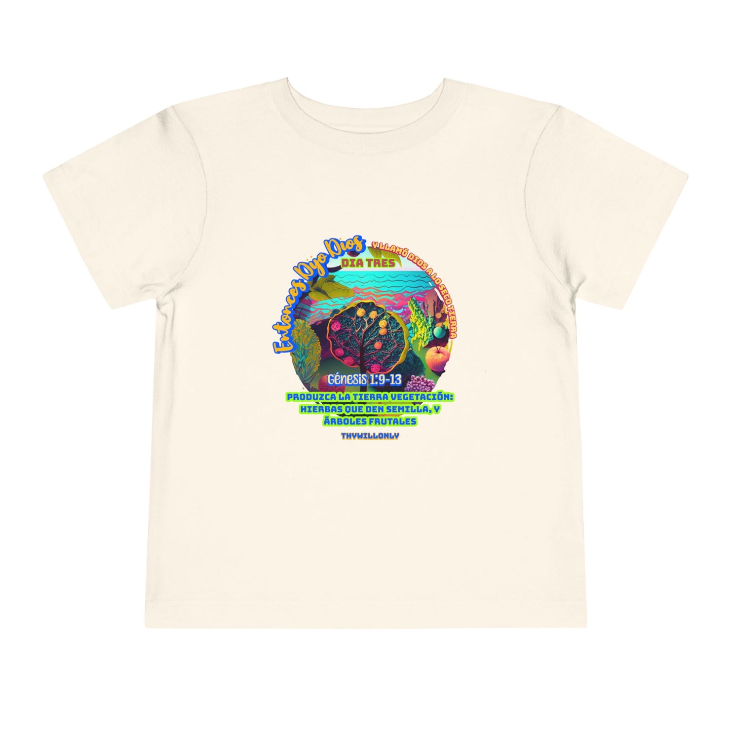 Día 3 de la Creación - Camiseta Infantil: Tierra, Mares y Vida
