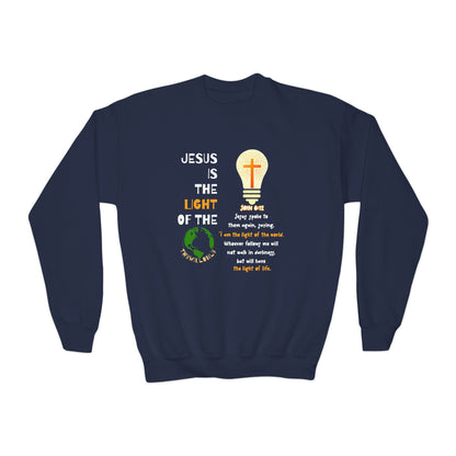 John 8:12 Kids Crewneck: The Light of the World