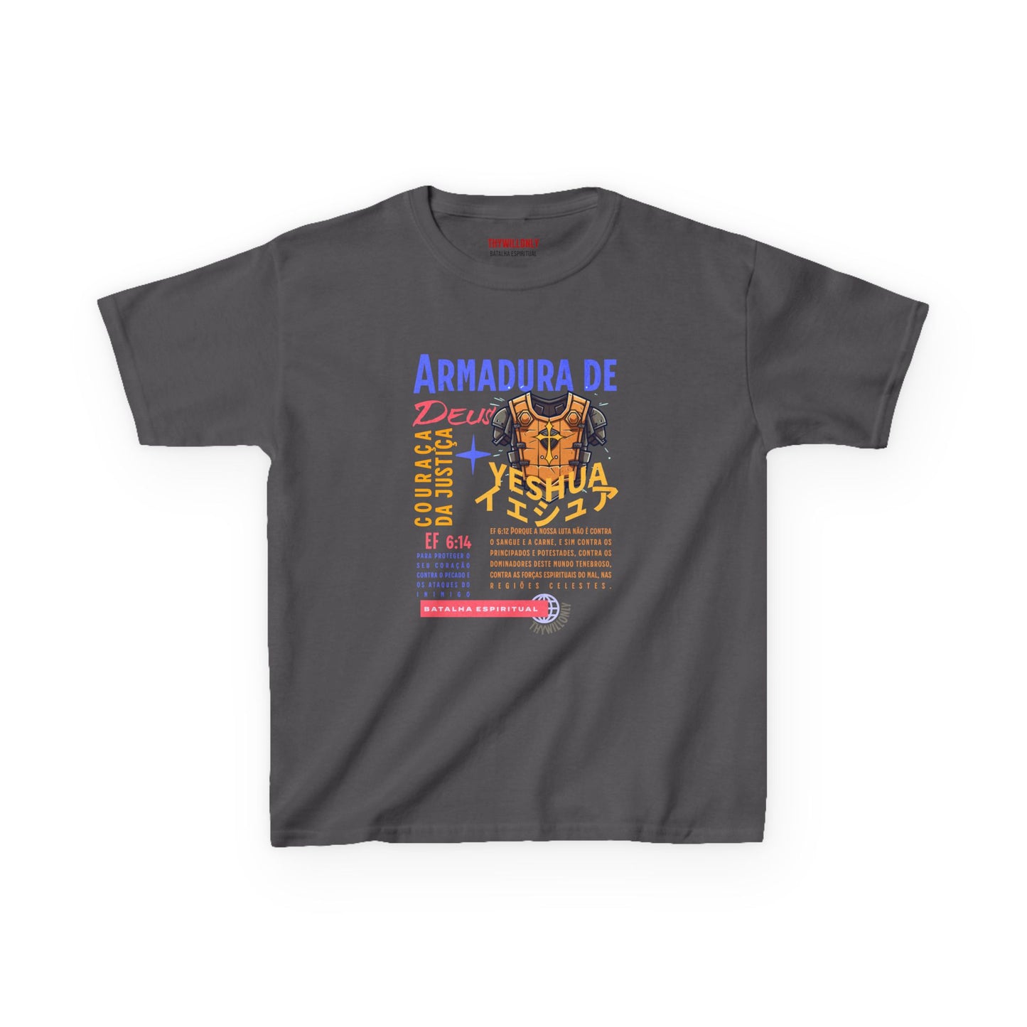 Camiseta Juvenil de Efésios 6:14: Couraça da Justiça – Armadura de Deus