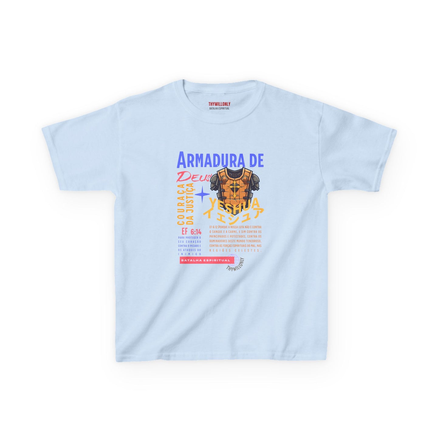 Camiseta Juvenil de Efésios 6:14: Couraça da Justiça – Armadura de Deus
