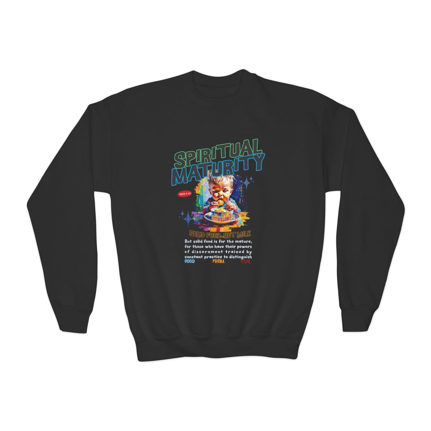 Hebrews 5:14 Kids Crewneck: Spiritual Maturity