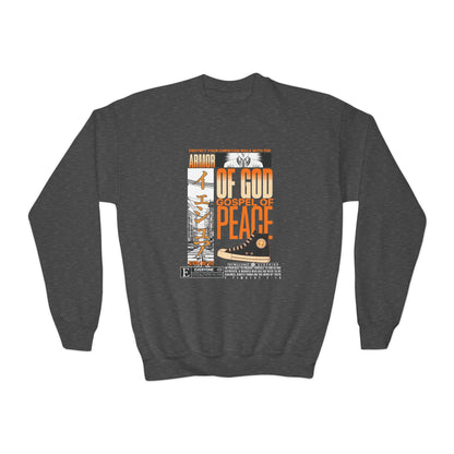 Ephesians 6:15 Youth Crewneck: Gospel of Peace Shoes – Armor of God