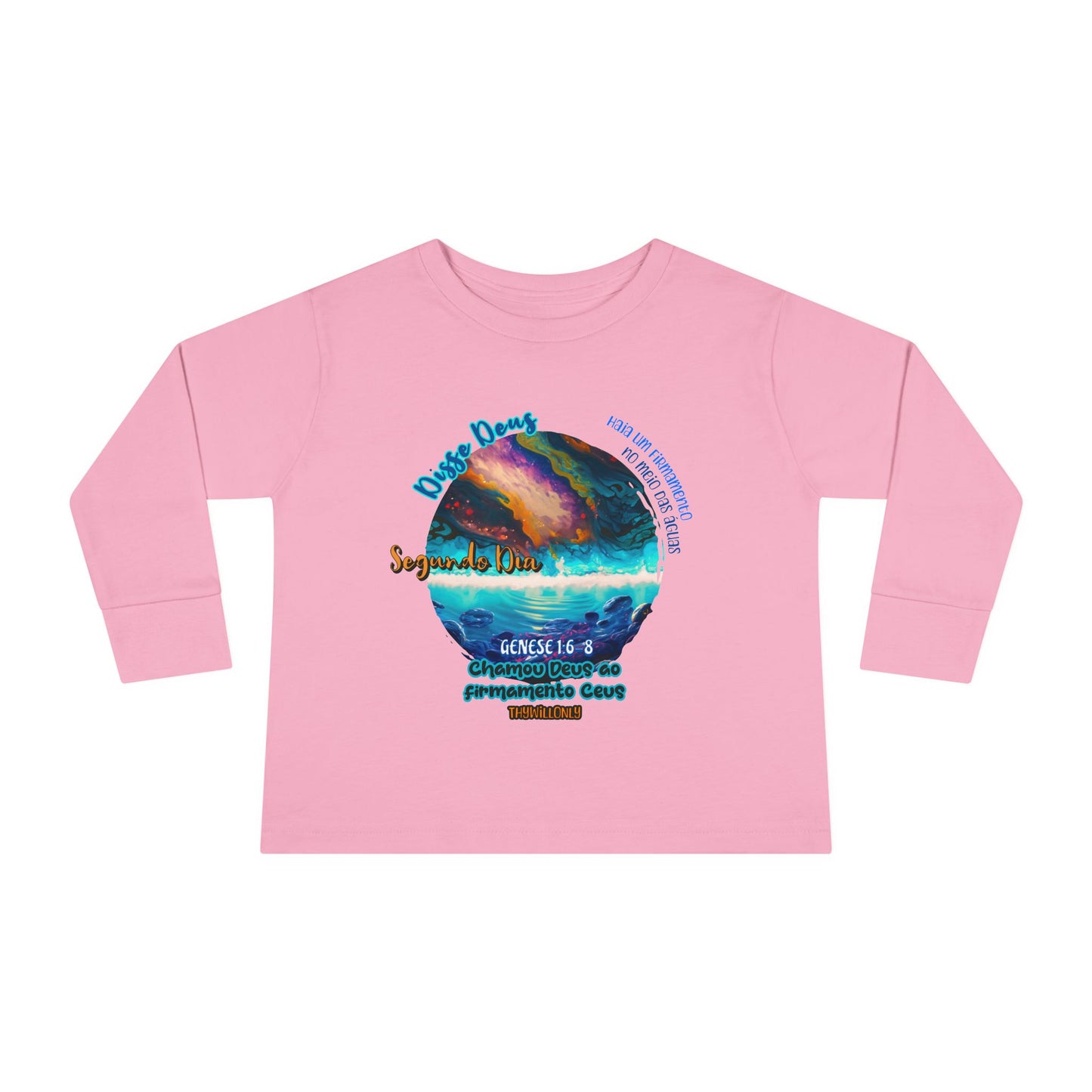 Camiseta Infantil de Manga Longa – Dia 2 da Criação: Céu Acima, Águas Abaixo
