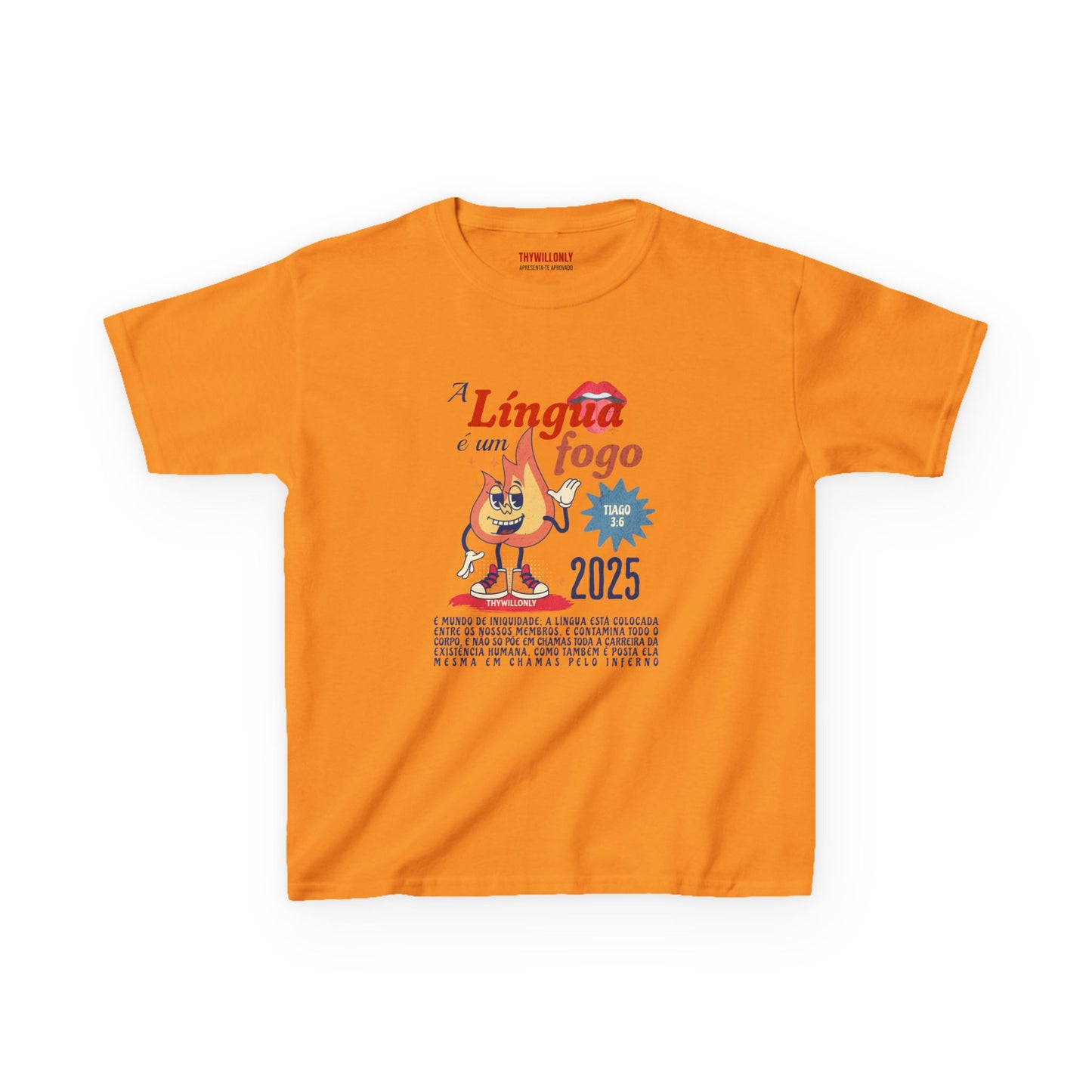 Camiseta Infantil – A Língua é um Fogo – Tiago 3:6