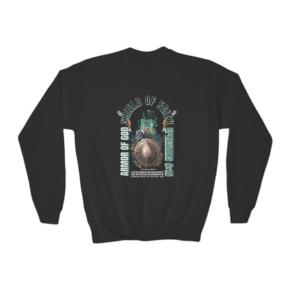 Ephesians 6:16 Youth Crewneck: Shield of Faith – Armor of God