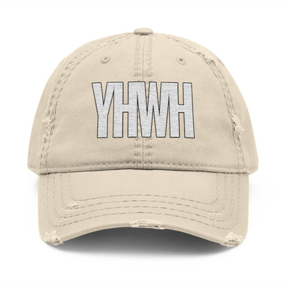 YHWH Distressed Cap - White Letter Edition