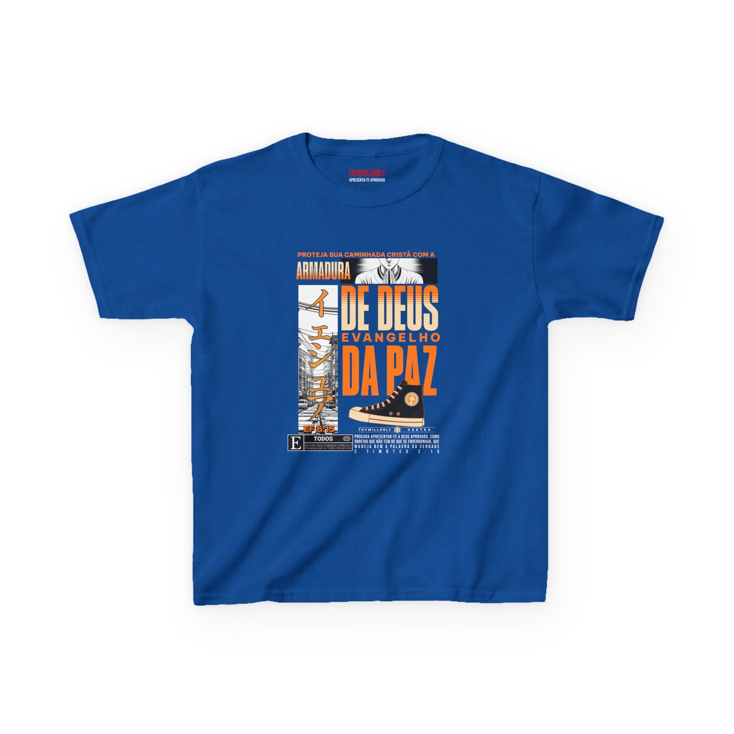 Camiseta Juvenil Efésios 6:15 – Calçado do Evangelho da Paz – Armadura de Deus