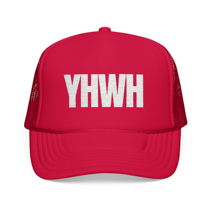 YHWH Foam Trucker Hat – White Letter Edition